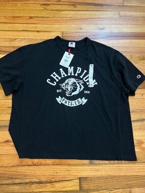 Champion Phys Ed Cougar Graphic Tee Black Short Sleeve CPM253TS02004 Mens XL